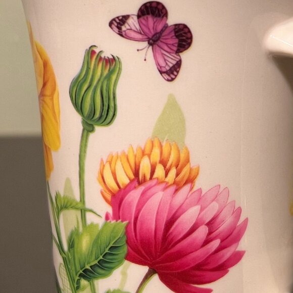 Floral Garden w/ Butterflies Tall Tapered Porcelain Cup - Picture 6 of 9